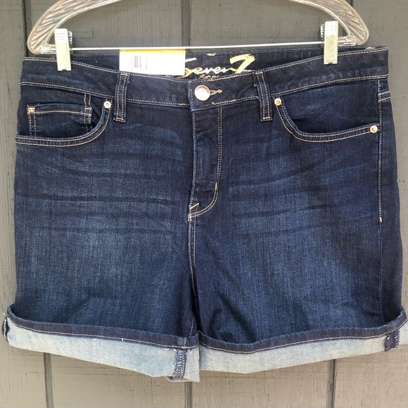 Seven7 Slimming 5” Dark Denim Shorts 12 NWT - Picture 7 of 10